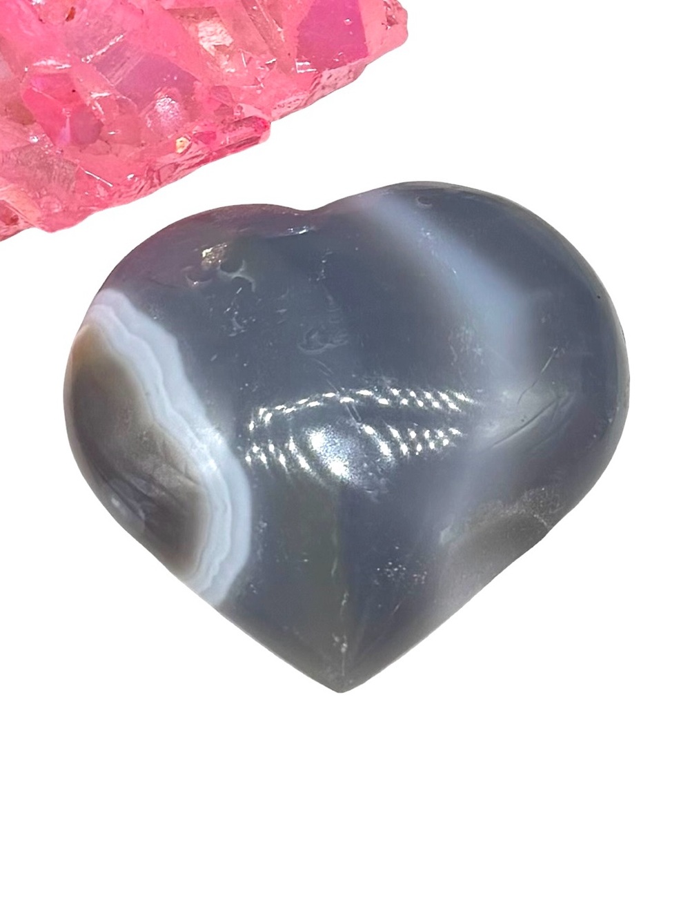 Orca Agate Heart Carved Stone Crystal Decor Gift